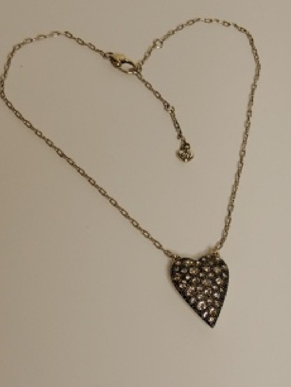 Brighton Silver-Tone Pave Heart Necklace with Clear Stones